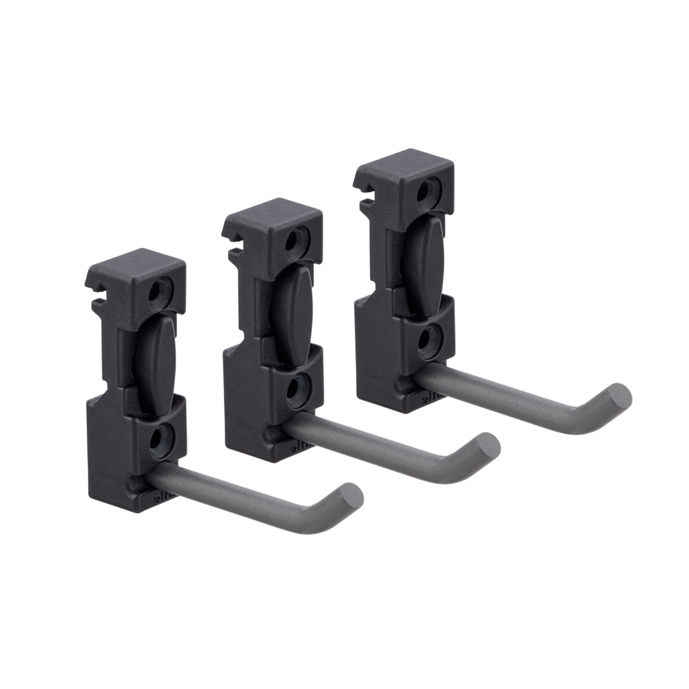 Haak voor opbergrail set van 3 matgrijs - Garage+ by Elfa