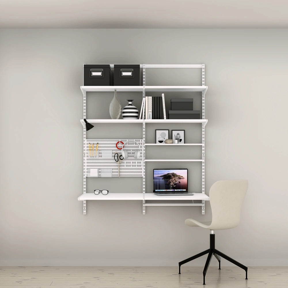 Elfa Home Office Opstelling met Opbergbord en Planken - 124,8 cm