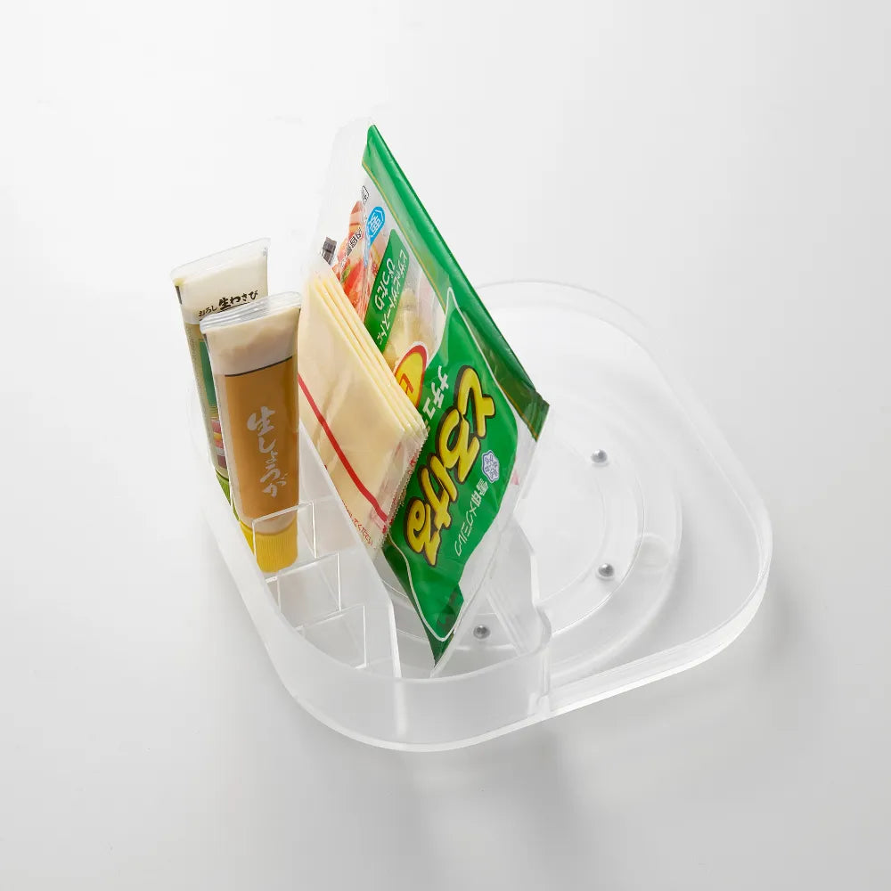 Viereckiges transparentes Drehplateau mit Aufbewahrungsbox Yamazaki