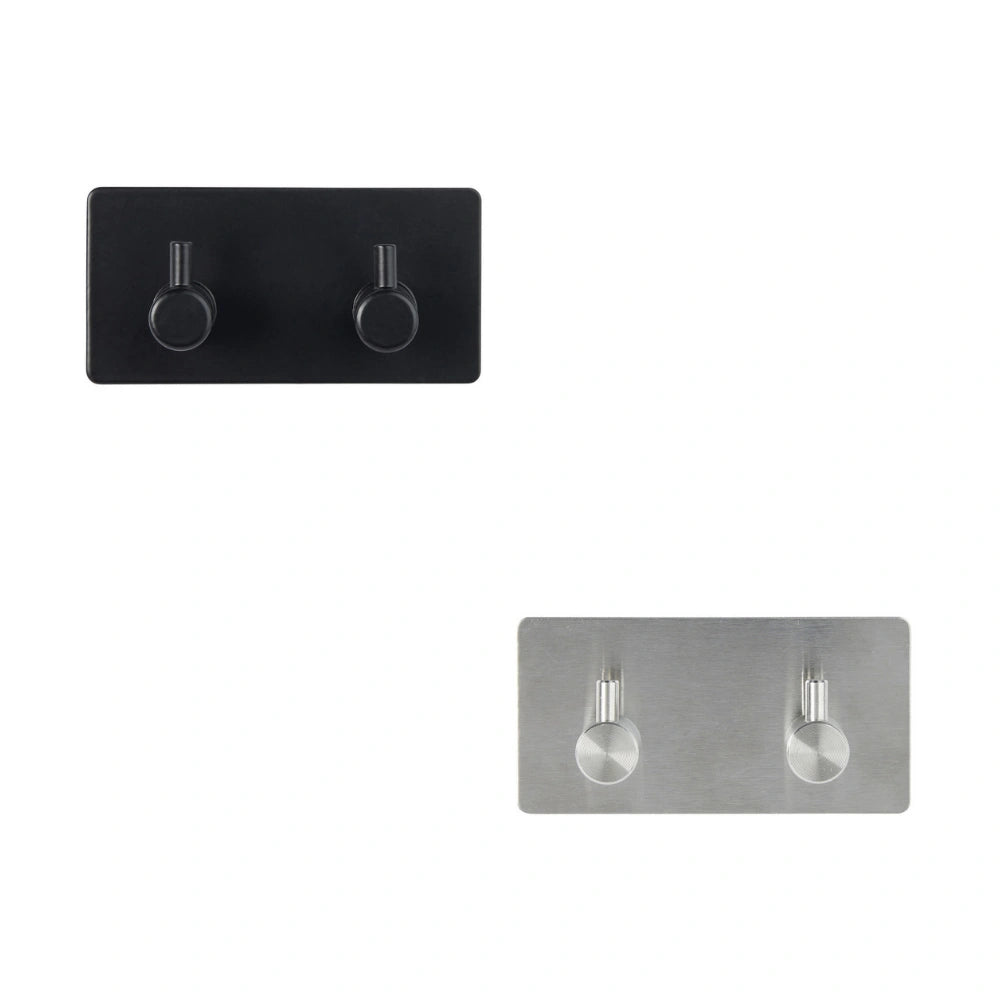 Zwart of Zilver dubbel handdoekhaakje zelfklevend Five® (kleurkeuze niet mogelijk)