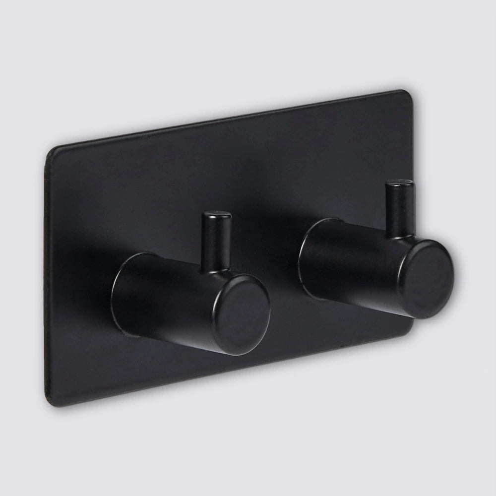 Zwart of Zilver dubbel handdoekhaakje zelfklevend Five® (kleurkeuze niet mogelijk)