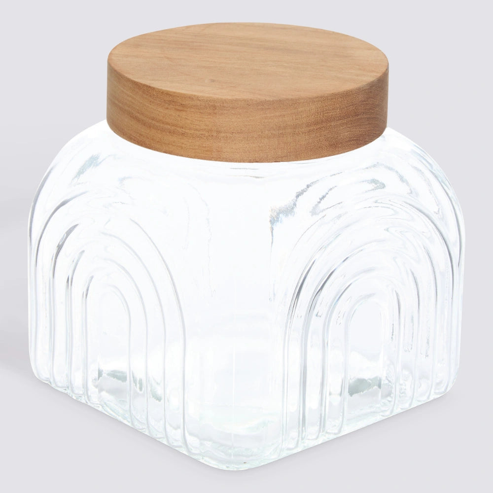 Decoratieve glazen voorraadpot 2.4 liter Acacia deksel Five®
