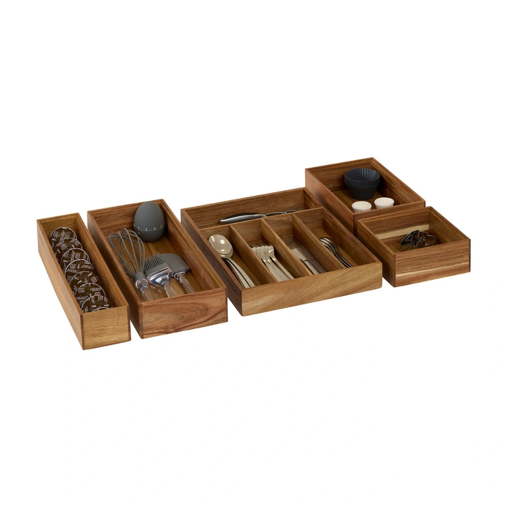 Schubladentabletts aus Akazienholz, 7 cm hoch, Five®