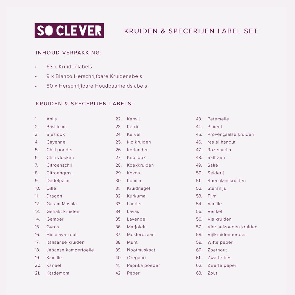 So Clever Gewürzetiketten 72 Stück Ø35mm
