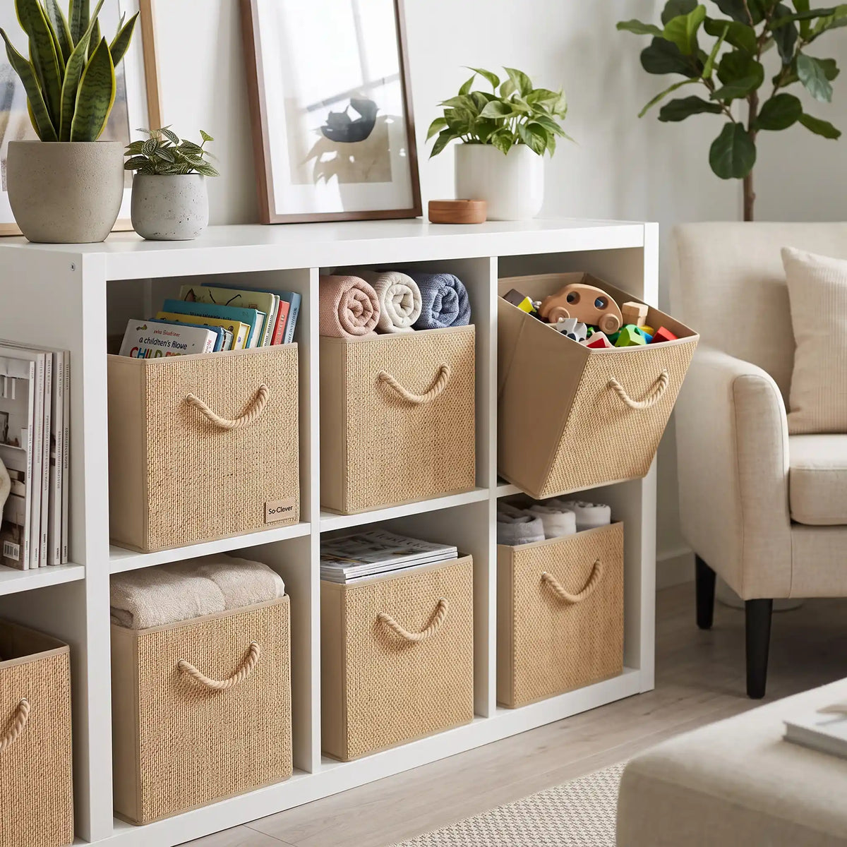 Opbergmand rotan look met handvat Five®