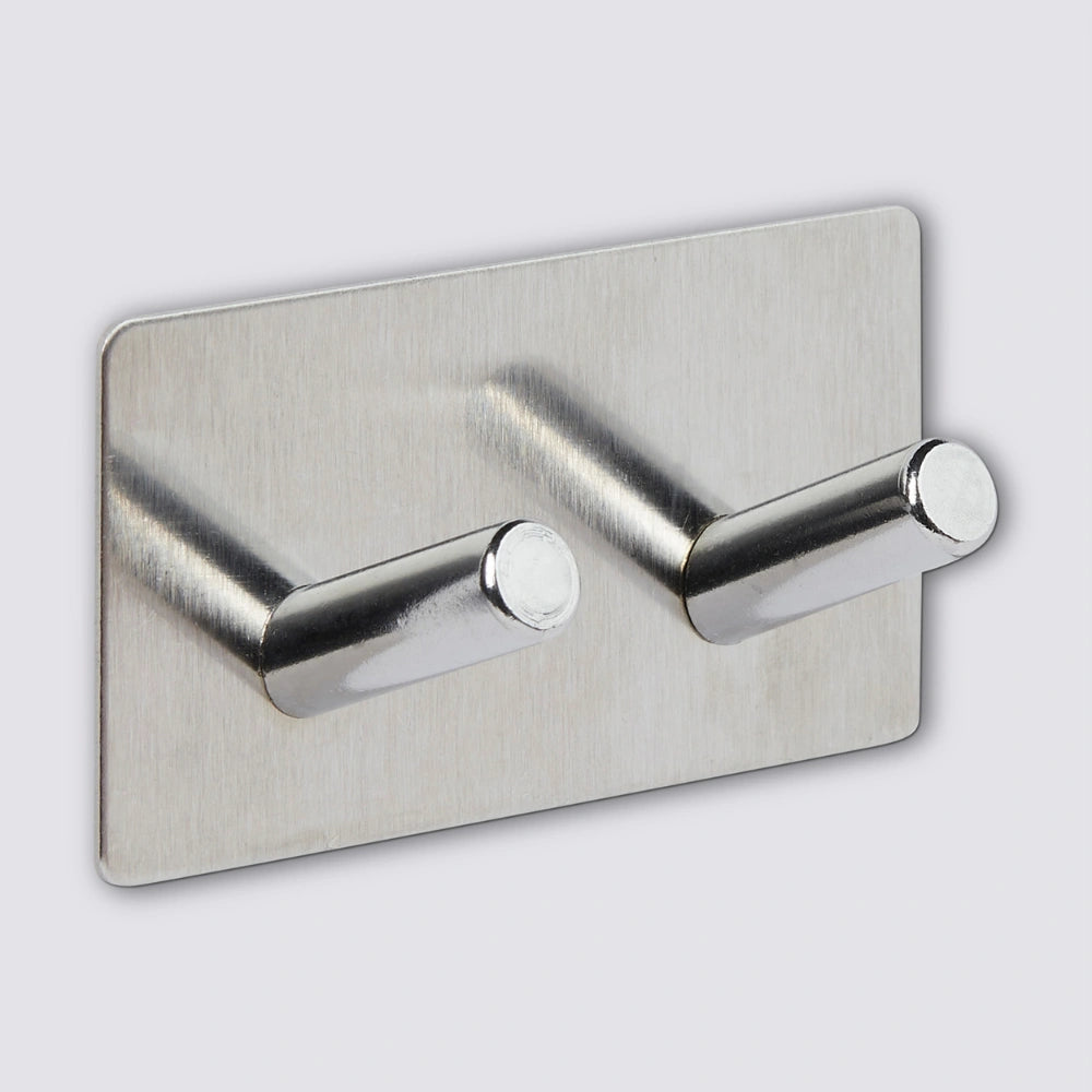Zwart of Zilver dubbel handdoekhaakje zelfklevend Five® (kleurkeuze niet mogelijk)
