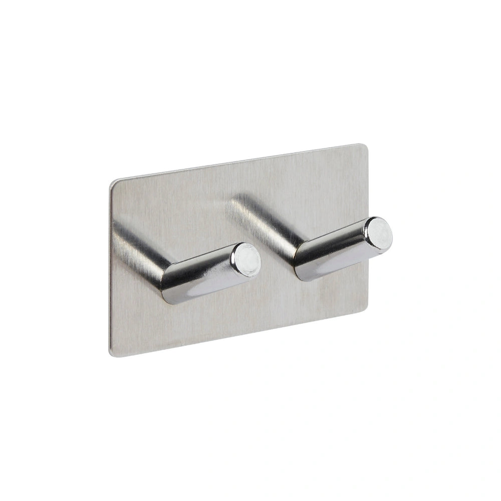 Zwart of Zilver dubbel handdoekhaakje zelfklevend Five® (kleurkeuze niet mogelijk)