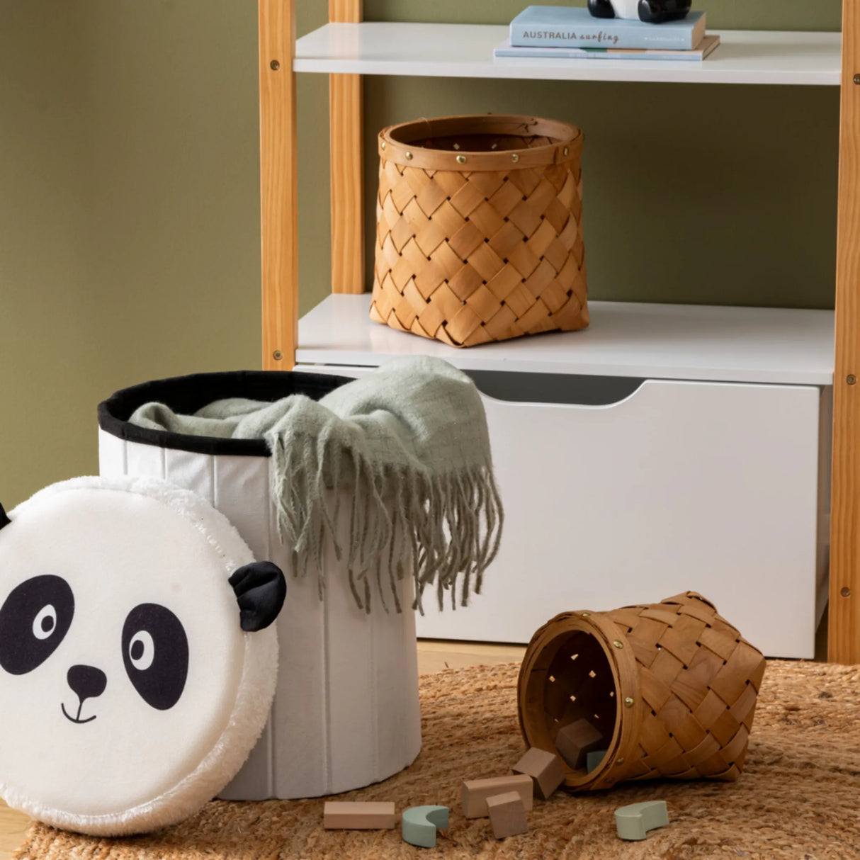 Panda Spielzeugkorb und Pouf mit Deckel Atmosphera