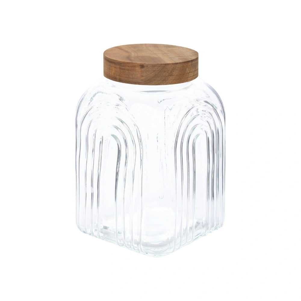 Decoratieve glazen voorraadpot 4 liter Acacia deksel Five®