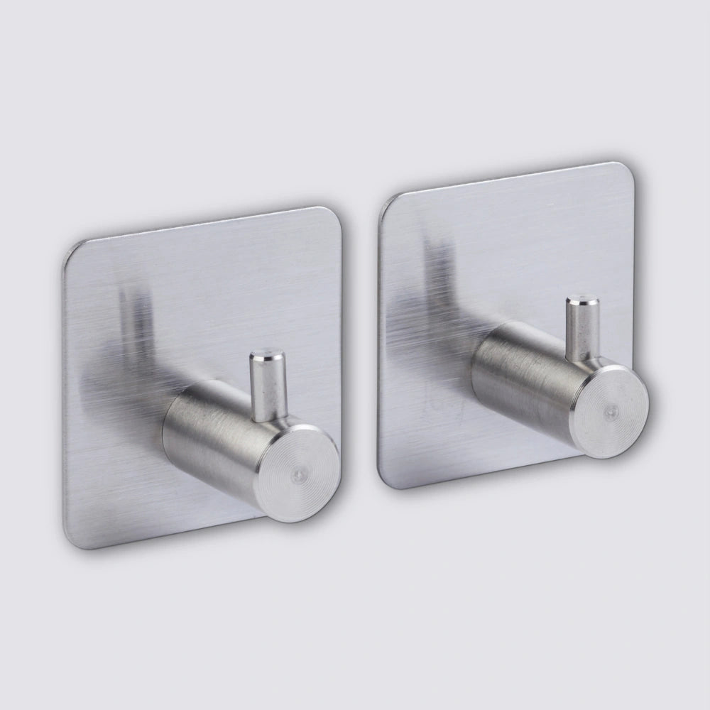 Zwart of Zilver handdoekhaakje zelfklevend 2 stuks Five® (kleurkeuze niet mogelijk)