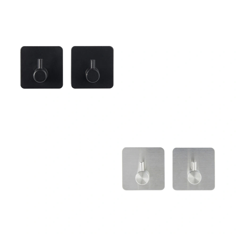 Zwart of Zilver handdoekhaakje zelfklevend 2 stuks Five® (kleurkeuze niet mogelijk)