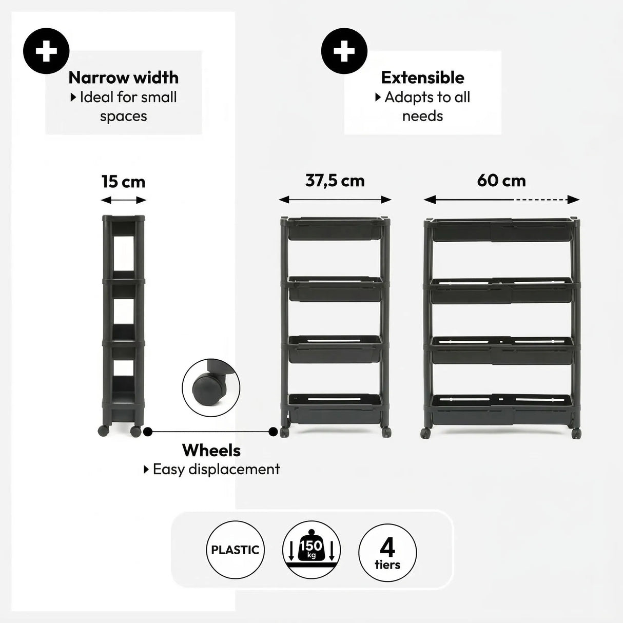 Ausziehbarer schwarzer Trolley Five®