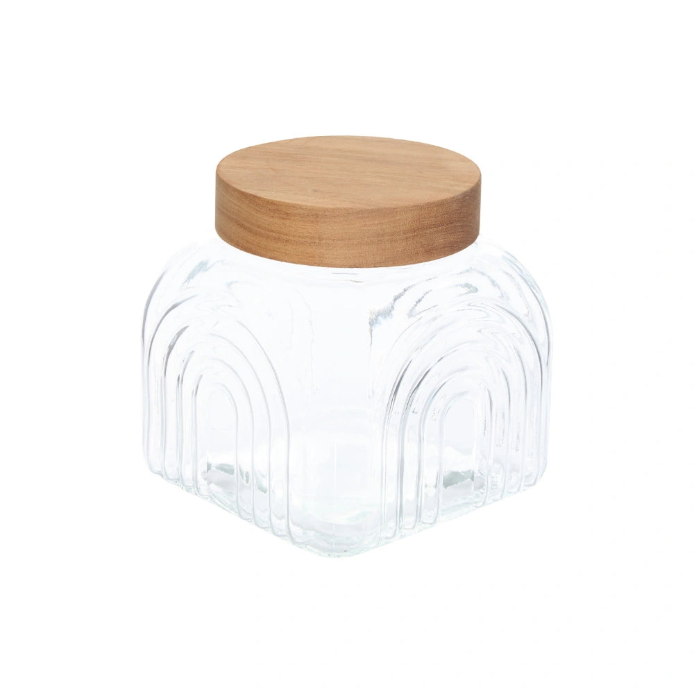 Decoratieve glazen voorraadpot 2.4 liter Acacia deksel Five®