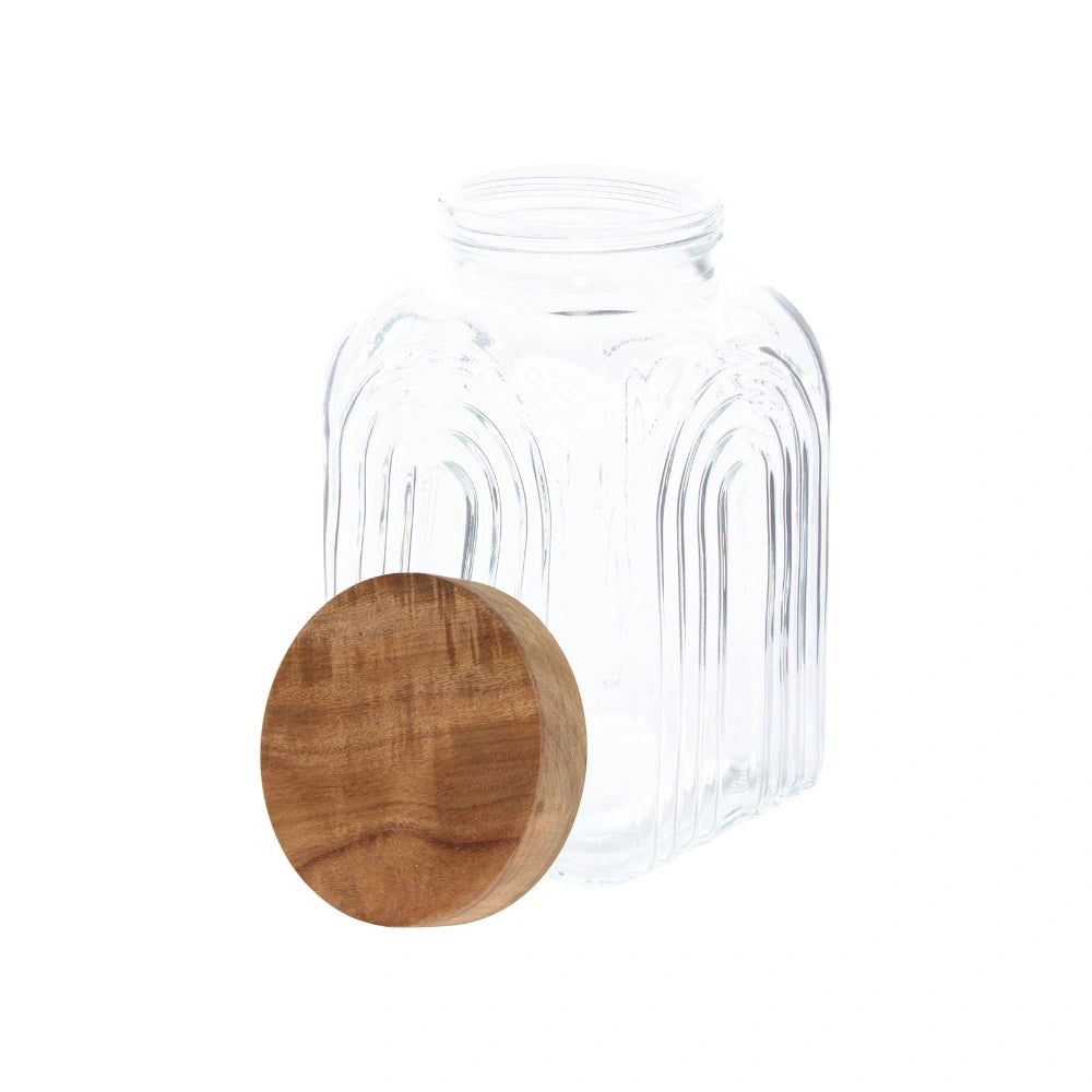 Decoratieve glazen voorraadpot 4 liter Acacia deksel Five®
