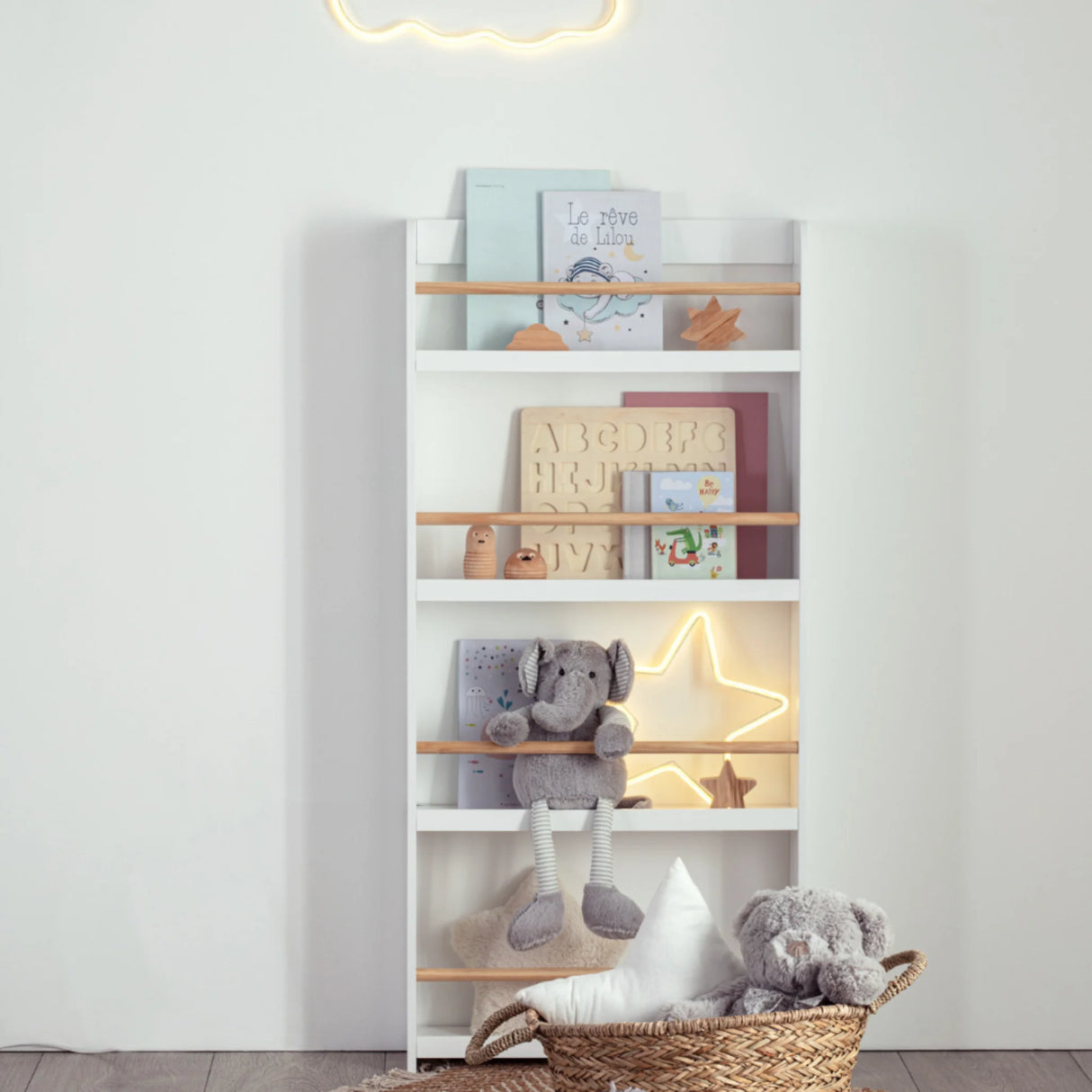 Weißes Bücherregal Kinderzimmer 4 Etagen Atmosphera
