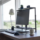 Monitorständer schwarz 2-lagig höhenverstellbar Yamazaki