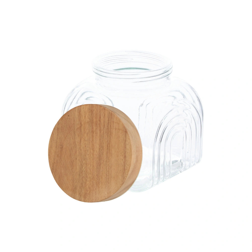 Decoratieve glazen voorraadpot 2.4 liter Acacia deksel Five®