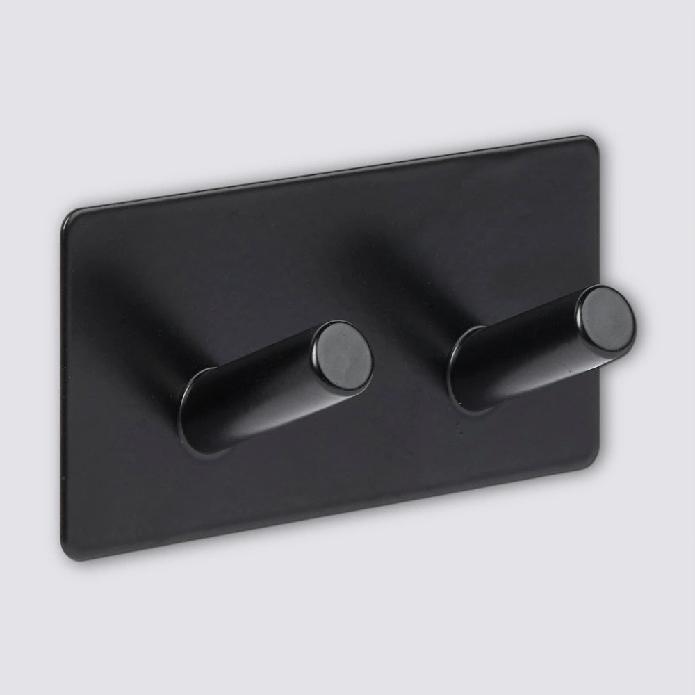 Zwart of Zilver dubbel handdoekhaakje zelfklevend Five® (kleurkeuze niet mogelijk)