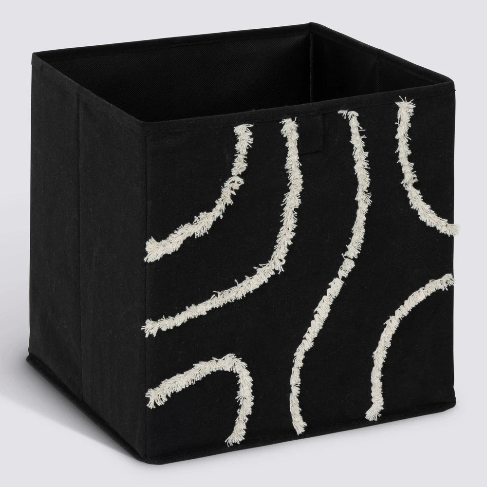 Opbergmand zwart met witte strepen Five®
