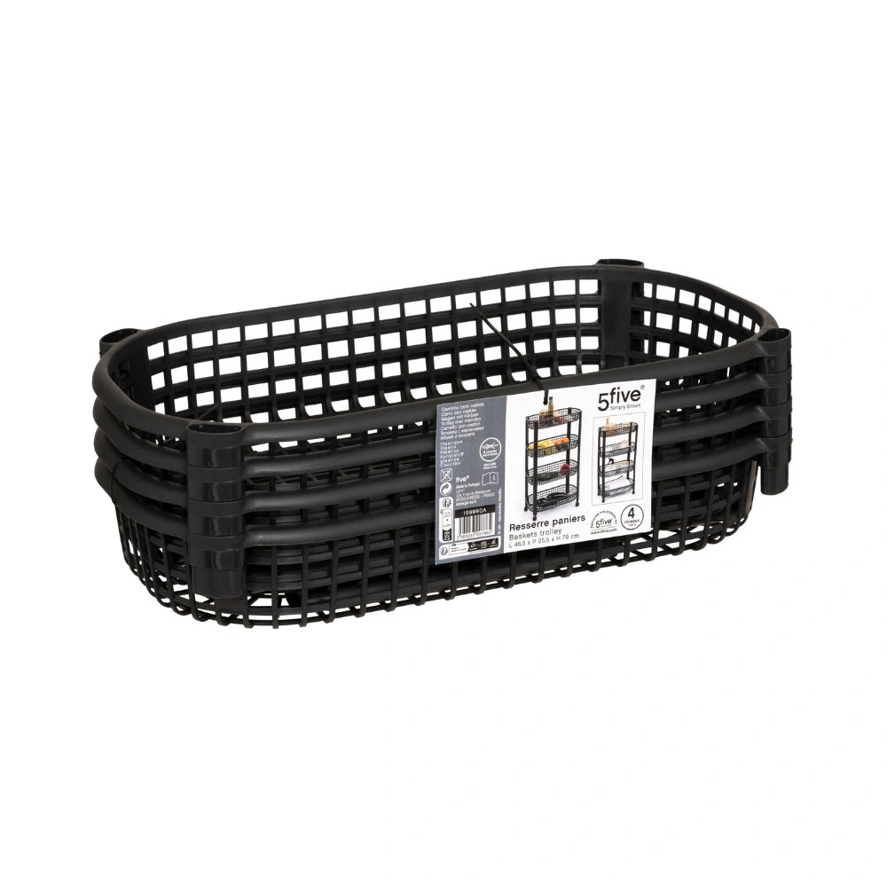 Kunststoff-Trolley schwarz mit 4 Körben Five®