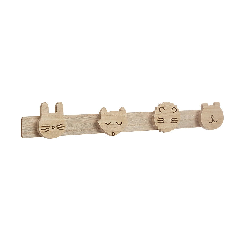 Kindergarderobe Holz mit 4 Haken Atmosphera