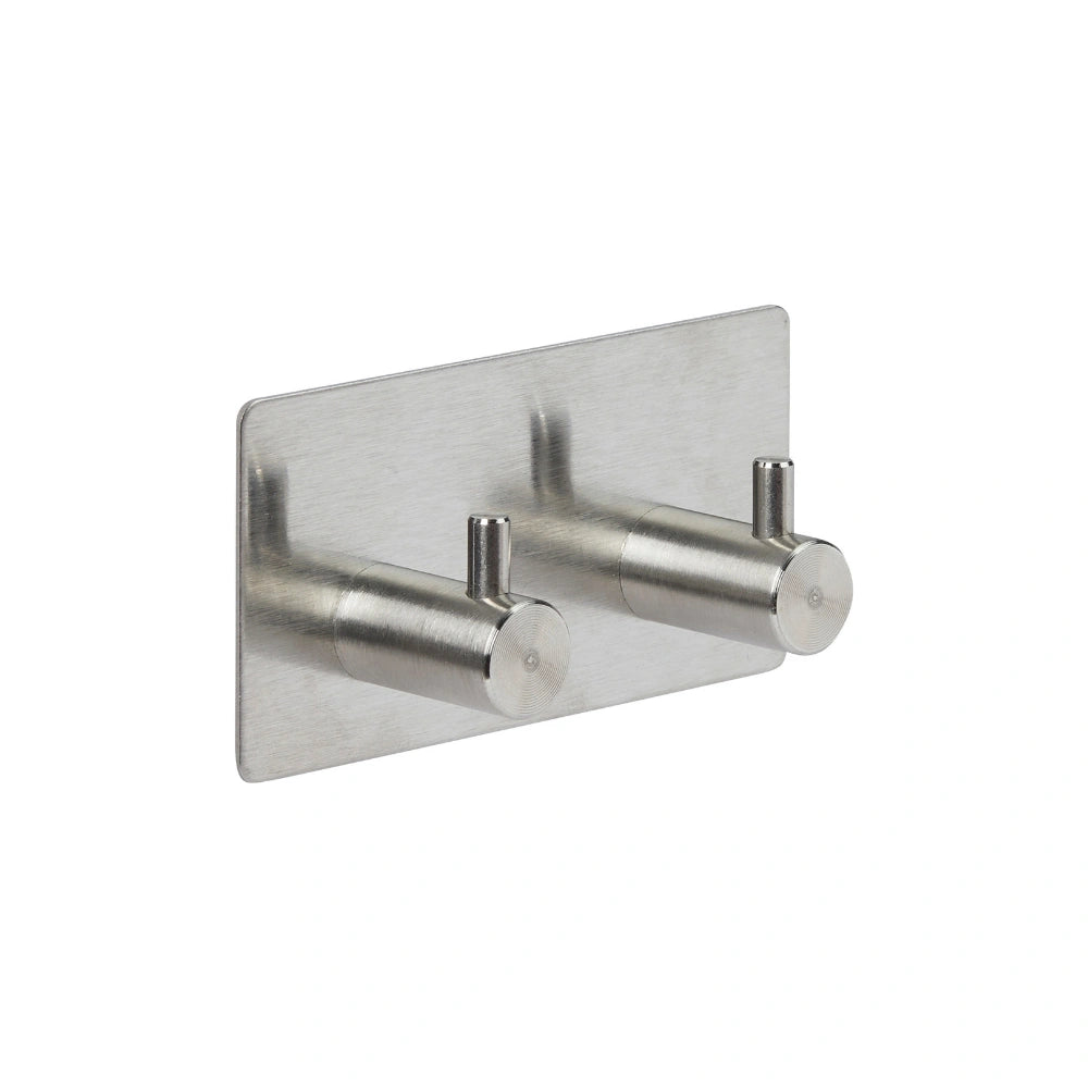 Zwart of Zilver dubbel handdoekhaakje zelfklevend Five® (kleurkeuze niet mogelijk)