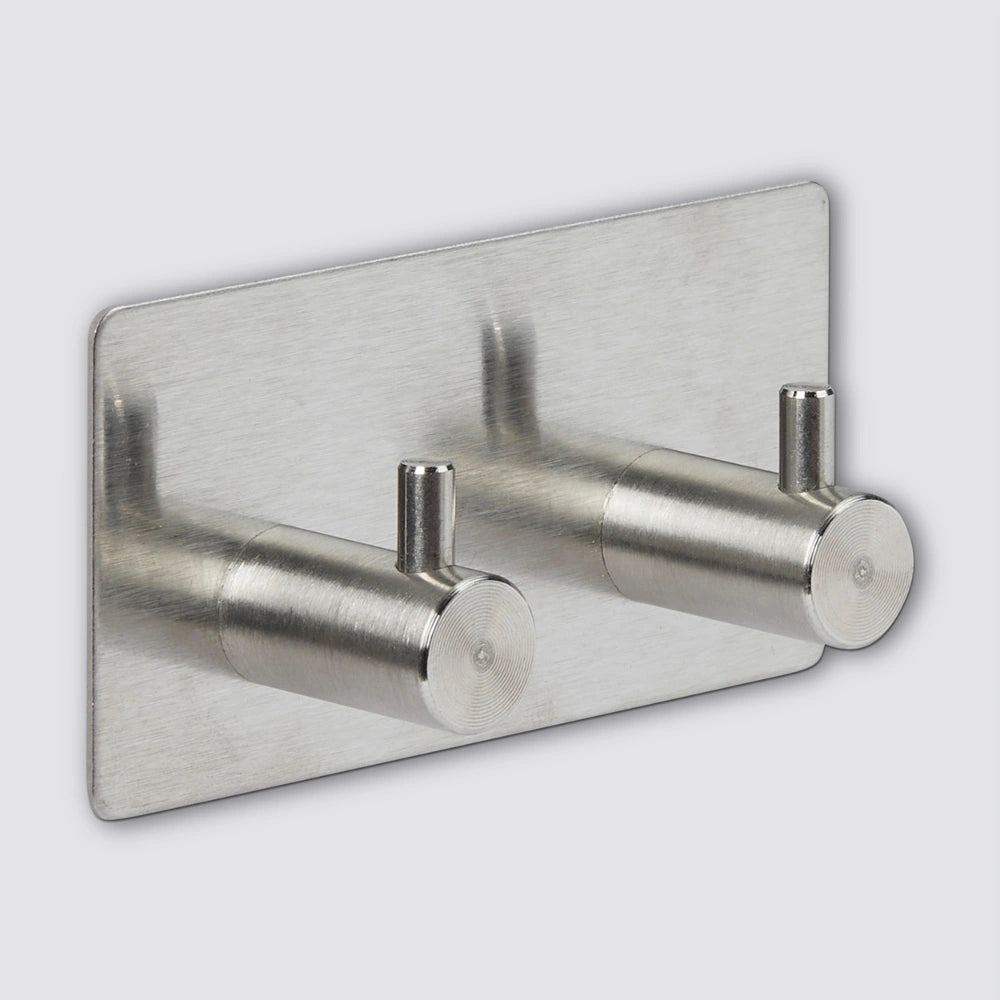 Zwart of Zilver dubbel handdoekhaakje zelfklevend Five® (kleurkeuze niet mogelijk)
