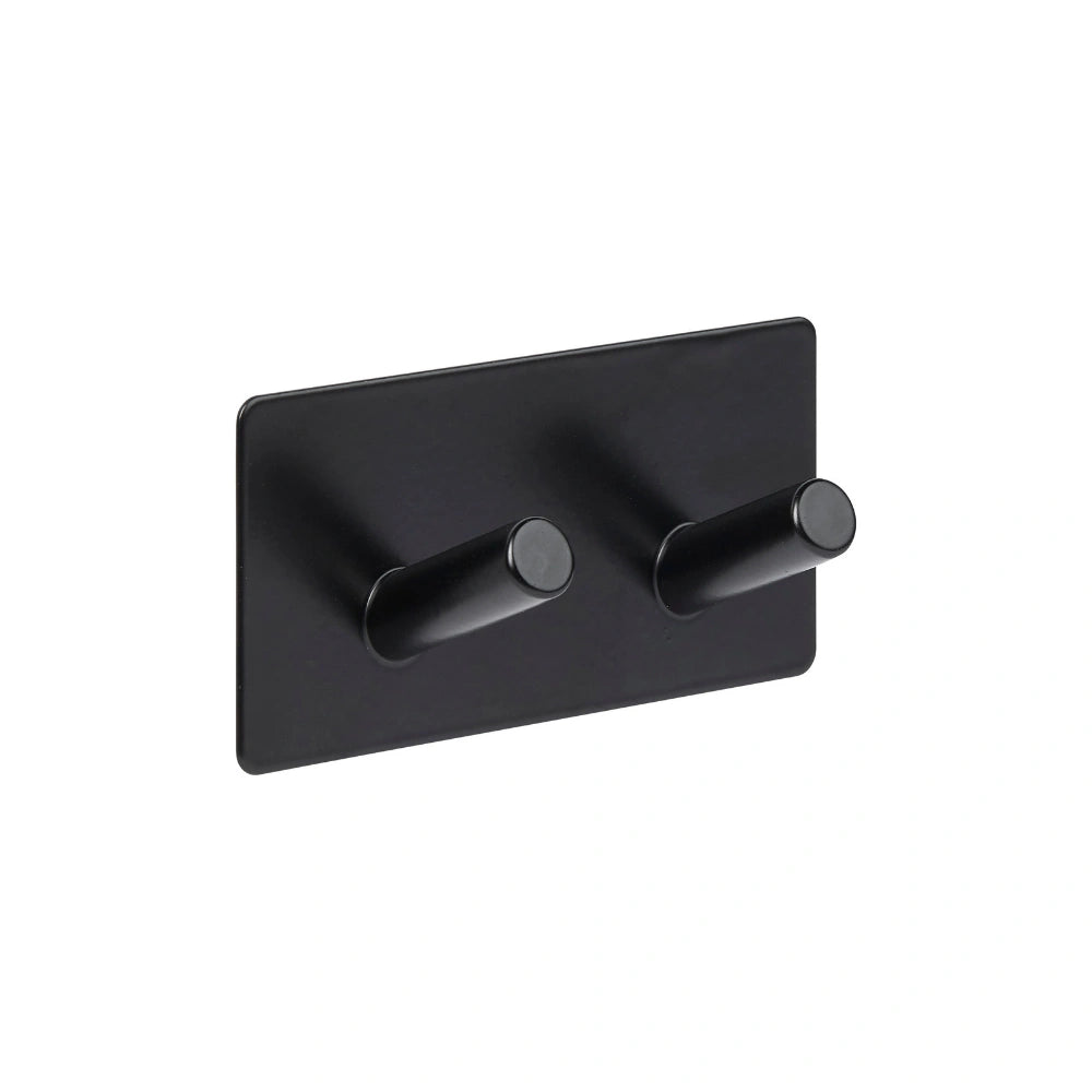 Zwart of Zilver dubbel handdoekhaakje zelfklevend Five® (kleurkeuze niet mogelijk)