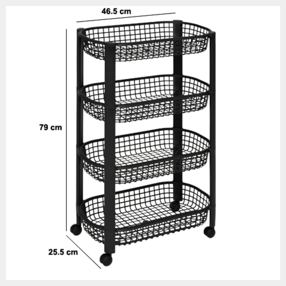 Kunststoff-Trolley schwarz mit 4 Körben Five®